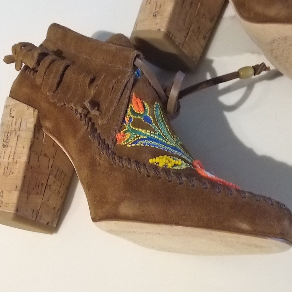 New Fringe Bootie Sz 5 Without Box Bohemian Vibe Colorful - Picture 11 of 15